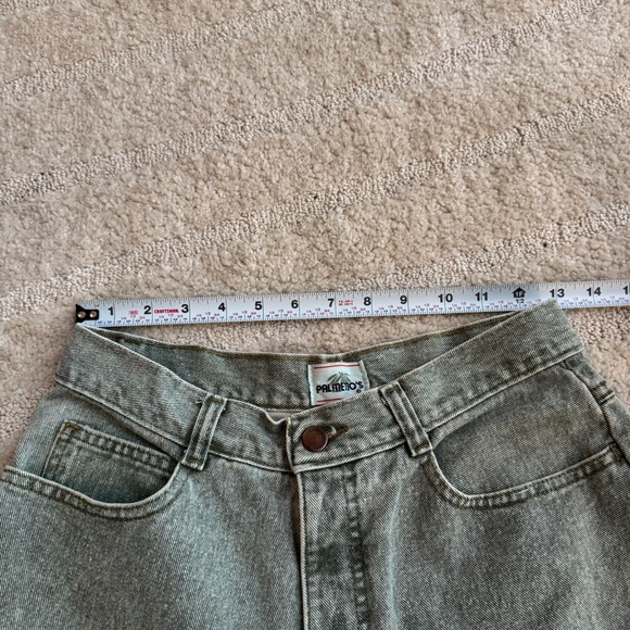 Vtg Palmettos High Waisted Olive Green Acid Wash Tapered Jeans Ankle Zip 26 80s - Picture 7 of 9